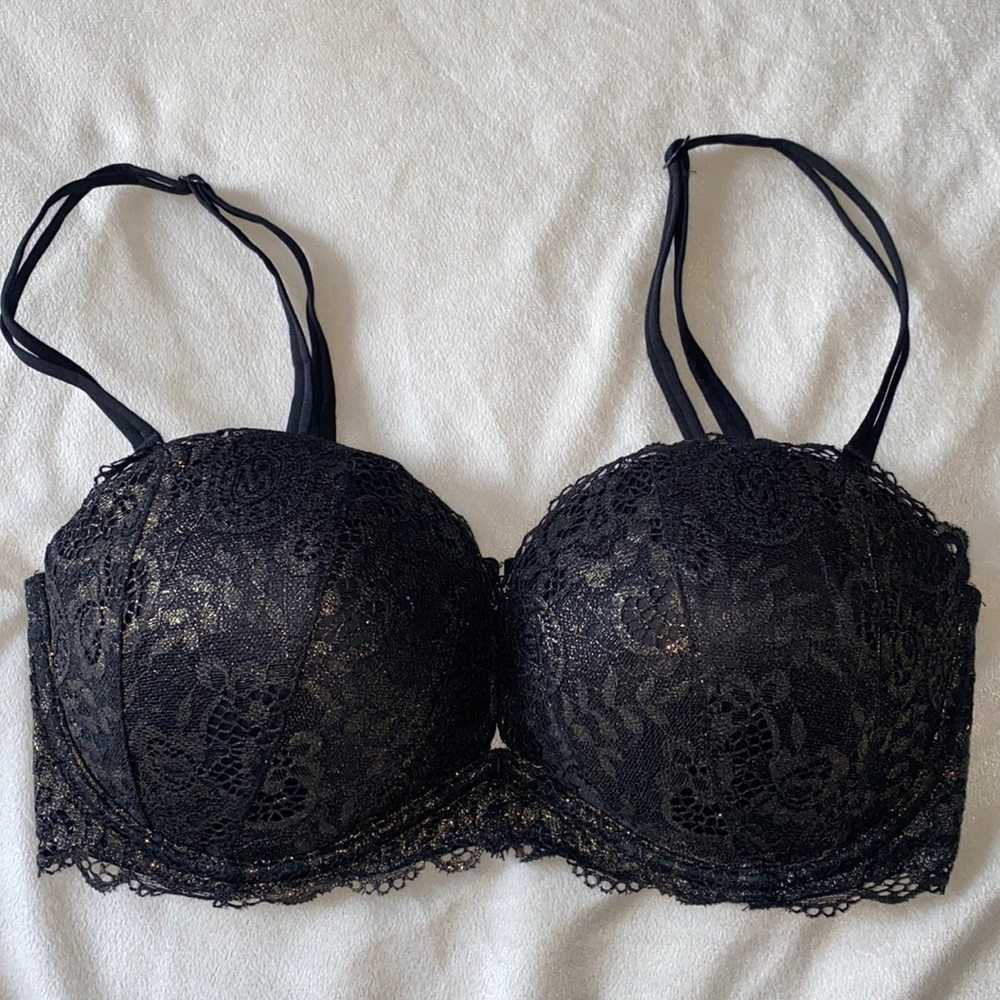 Black lace push up brassiere Size34D